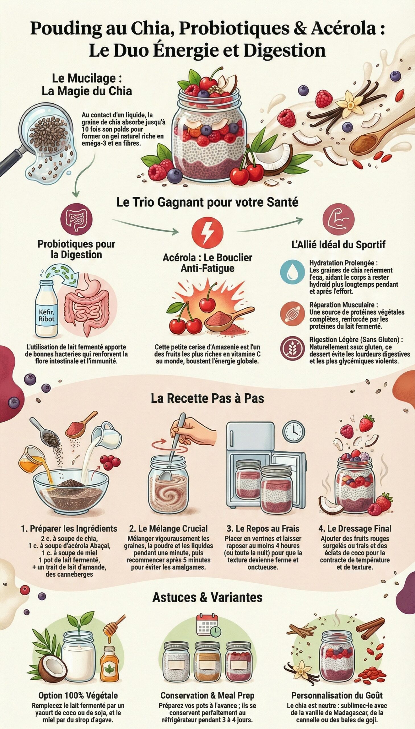 Recette de Pouding au Chia, Probiotiques et Acérola : Le Pudding Bio Sans Gluten Idéal après le Sport