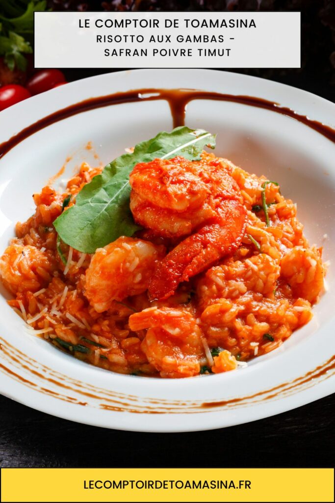 Risotto aux gambas, safran et baie de Timut