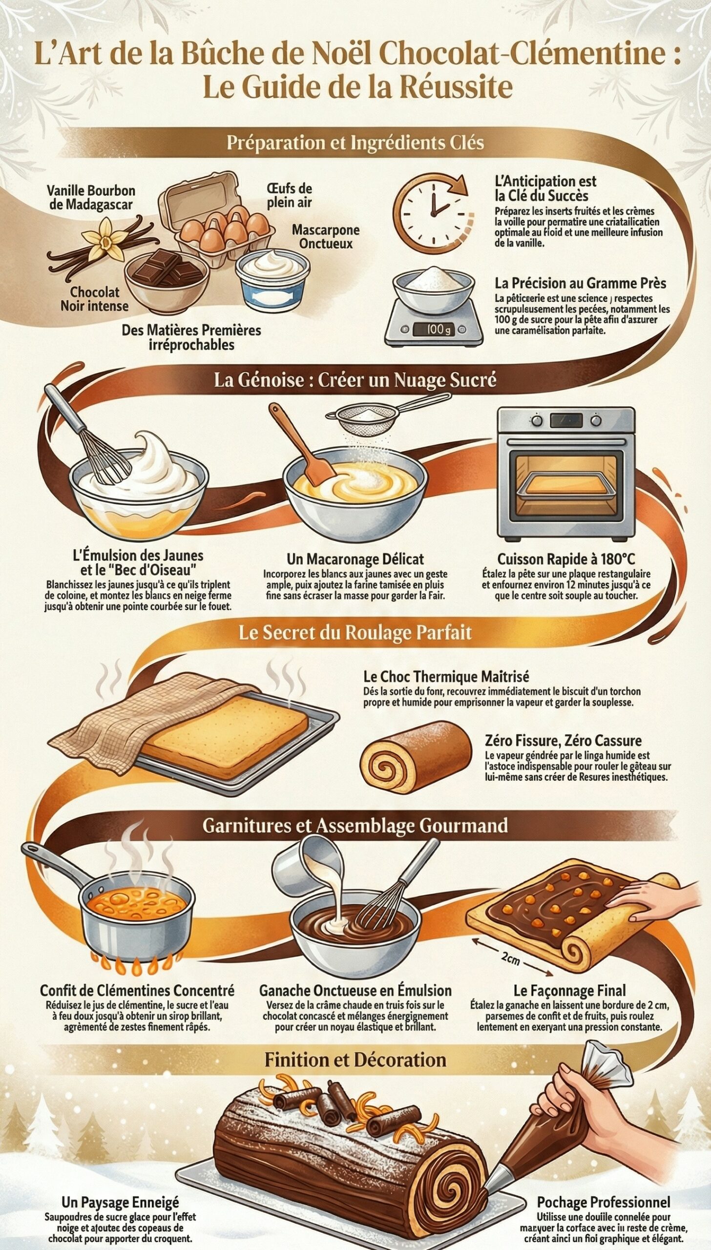 Comment rouler cette bûche roulée chocolat‑clémentine