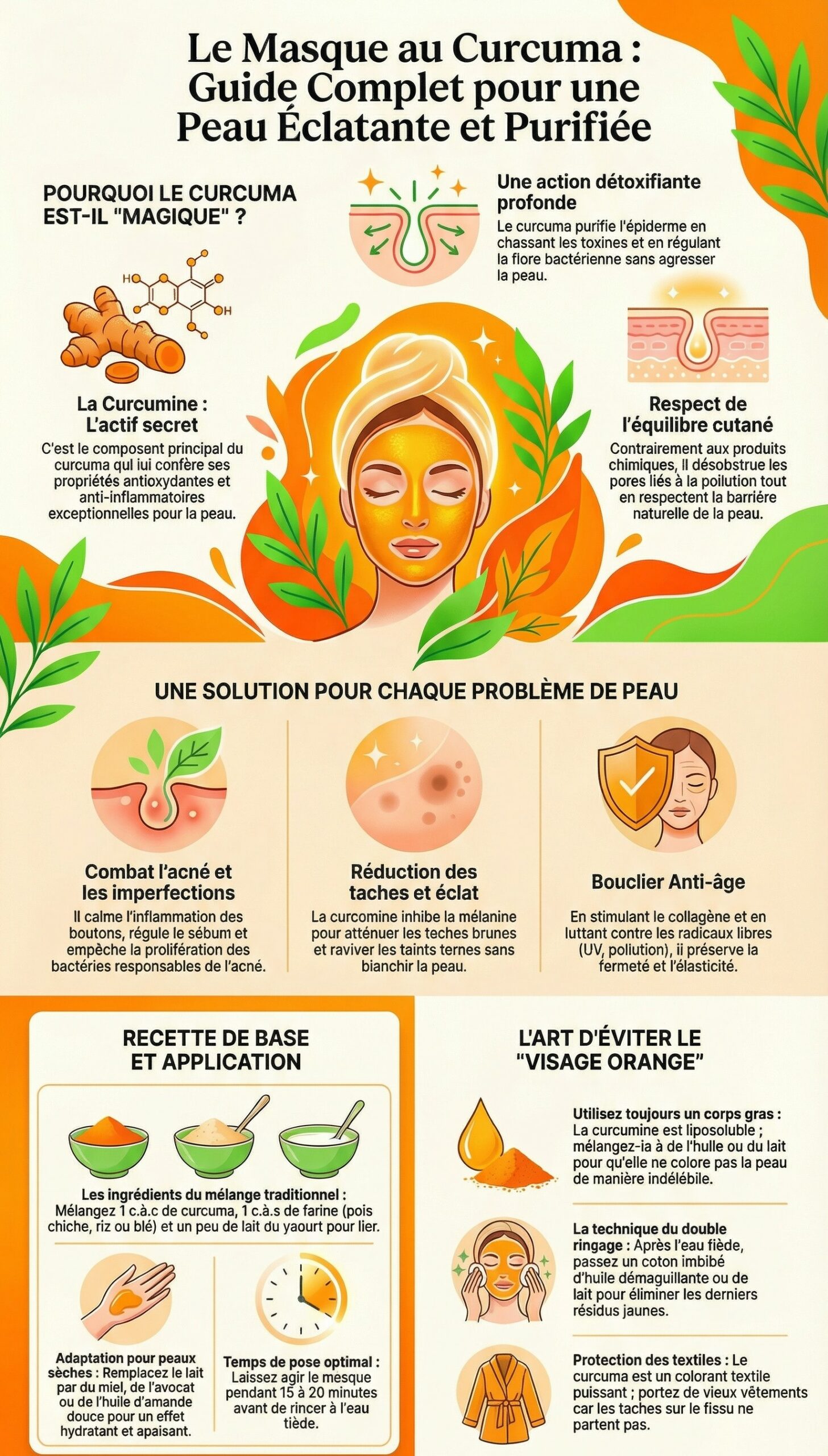 Masque visage au curcuma le secret naturel pour purifier sa peau et avoir un teint lumineux