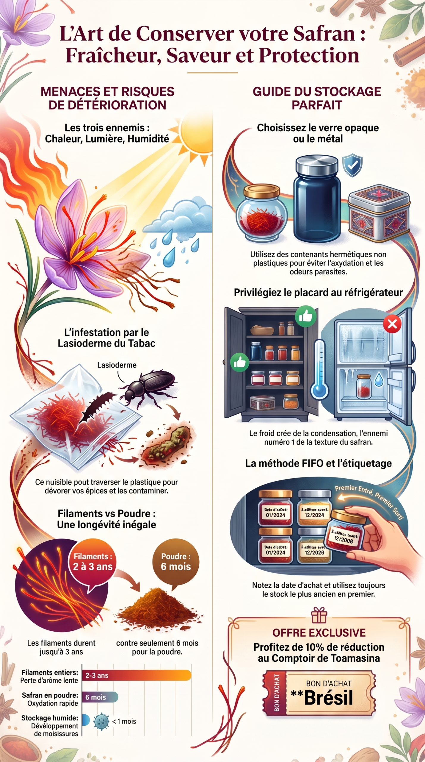 Guide de conservation du safran en flacon