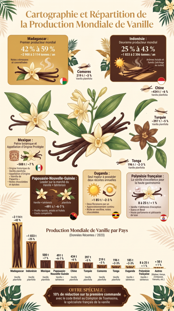 Infographie de la production mondiale de vanille