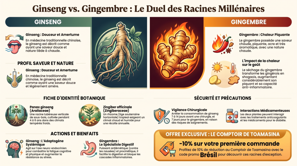 Ginseng ou gingembre, la comparaison