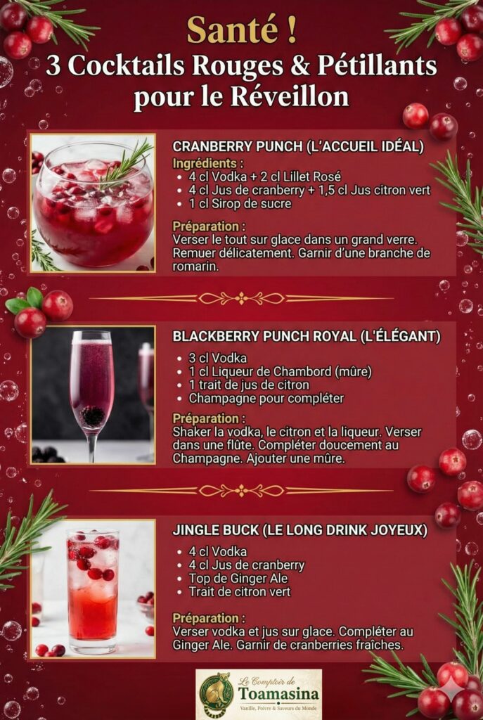 3 cocktails rouges et pétillants pour les fêtes