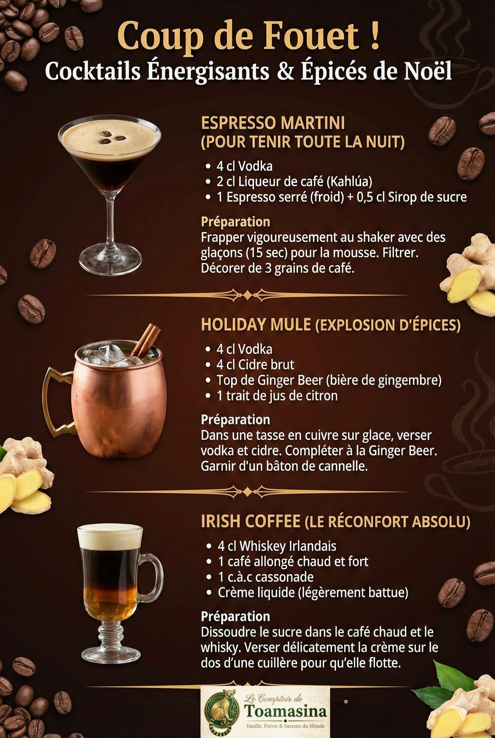 Cocktail énergisant et épicé pour noël