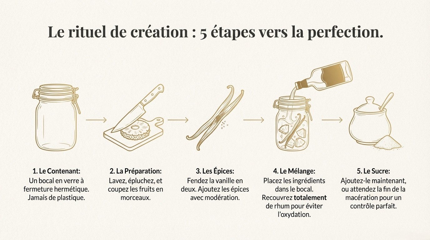 Préparer un rhum arrangé étape par étape