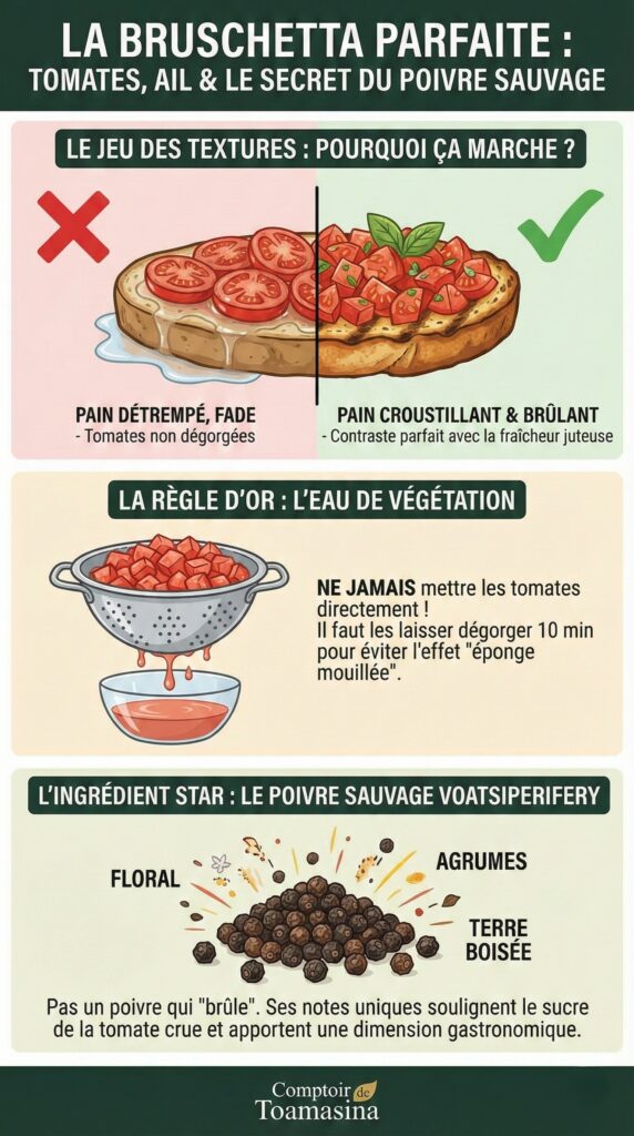 La Bruschetta Parfaite Tomates, Ail et le Secret du Poivre Sauvage