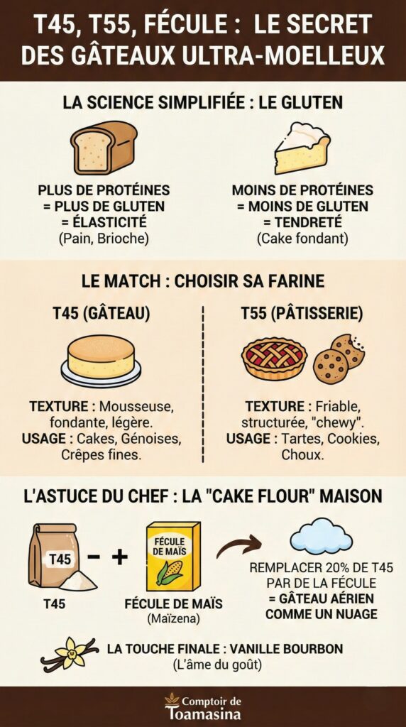T45, T55, Fécule Quelle farine choisir pour des gâteaux ultra-moelleux