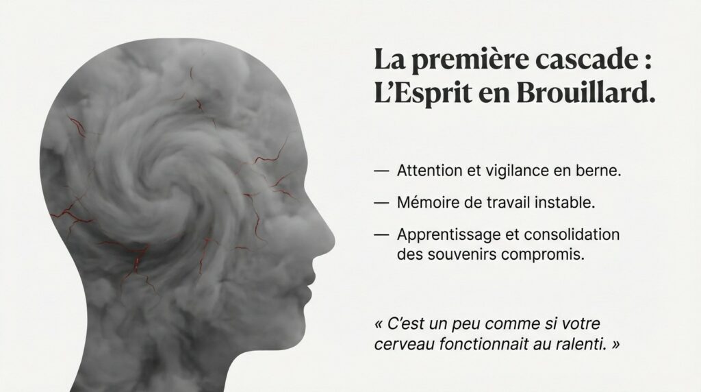 Quelles sont les conséquences immédiates sur les fonctions psychologiques et cognitives ?