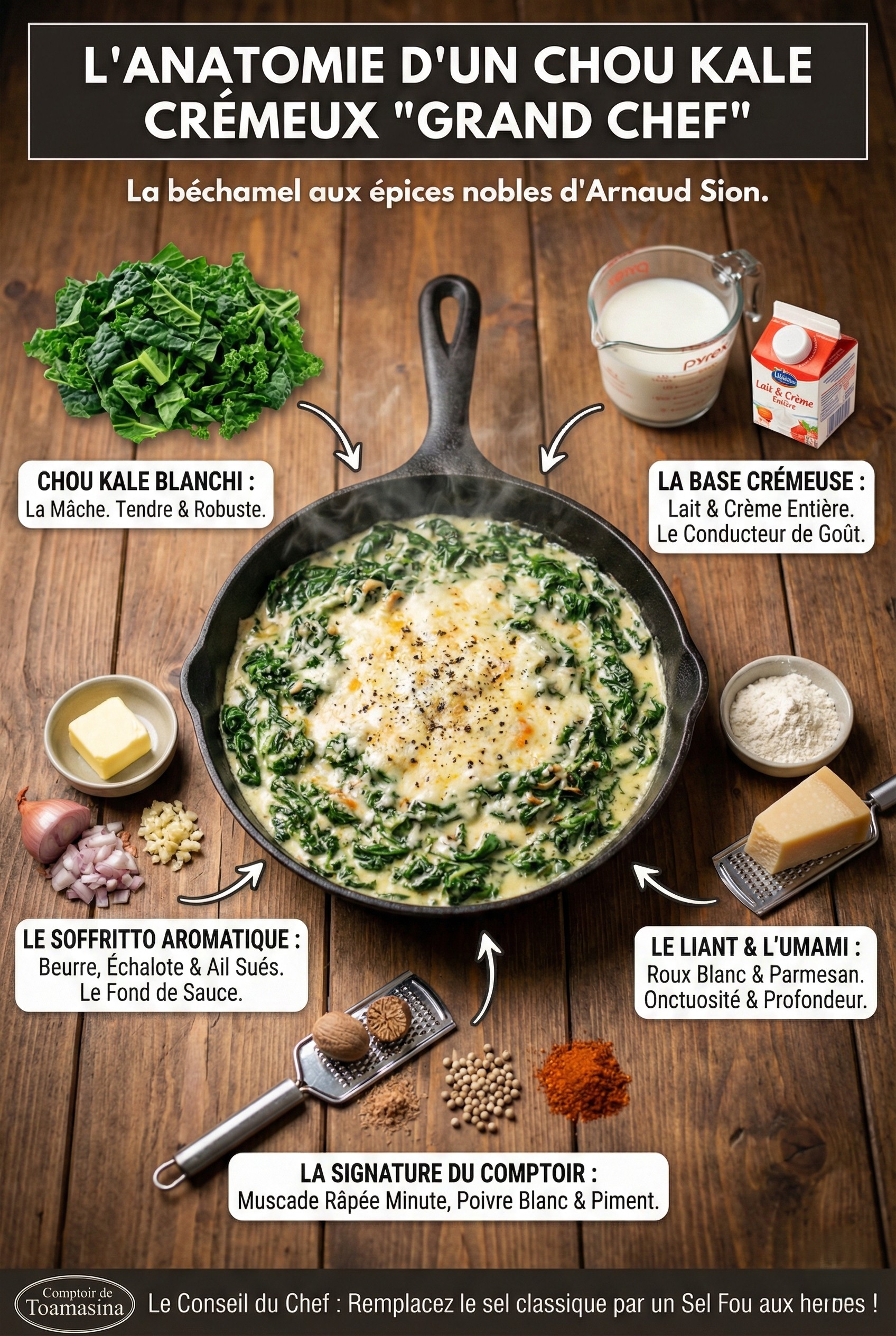 Chou Kale à la Crème & Béchamel aux Épices