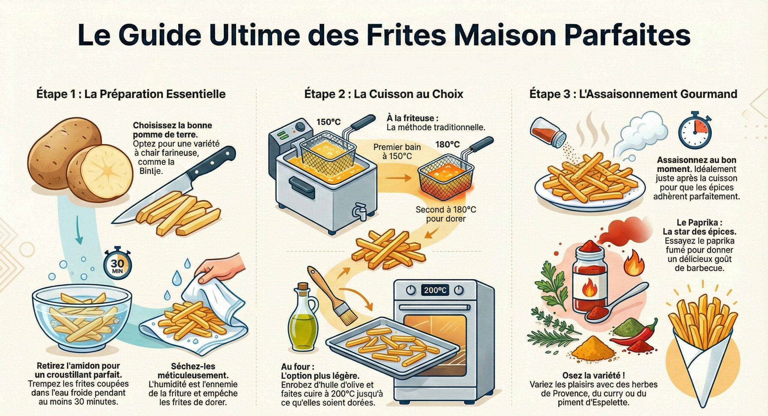 Comment préparer des frites maison parfaites ? (Lavage et Découpe)