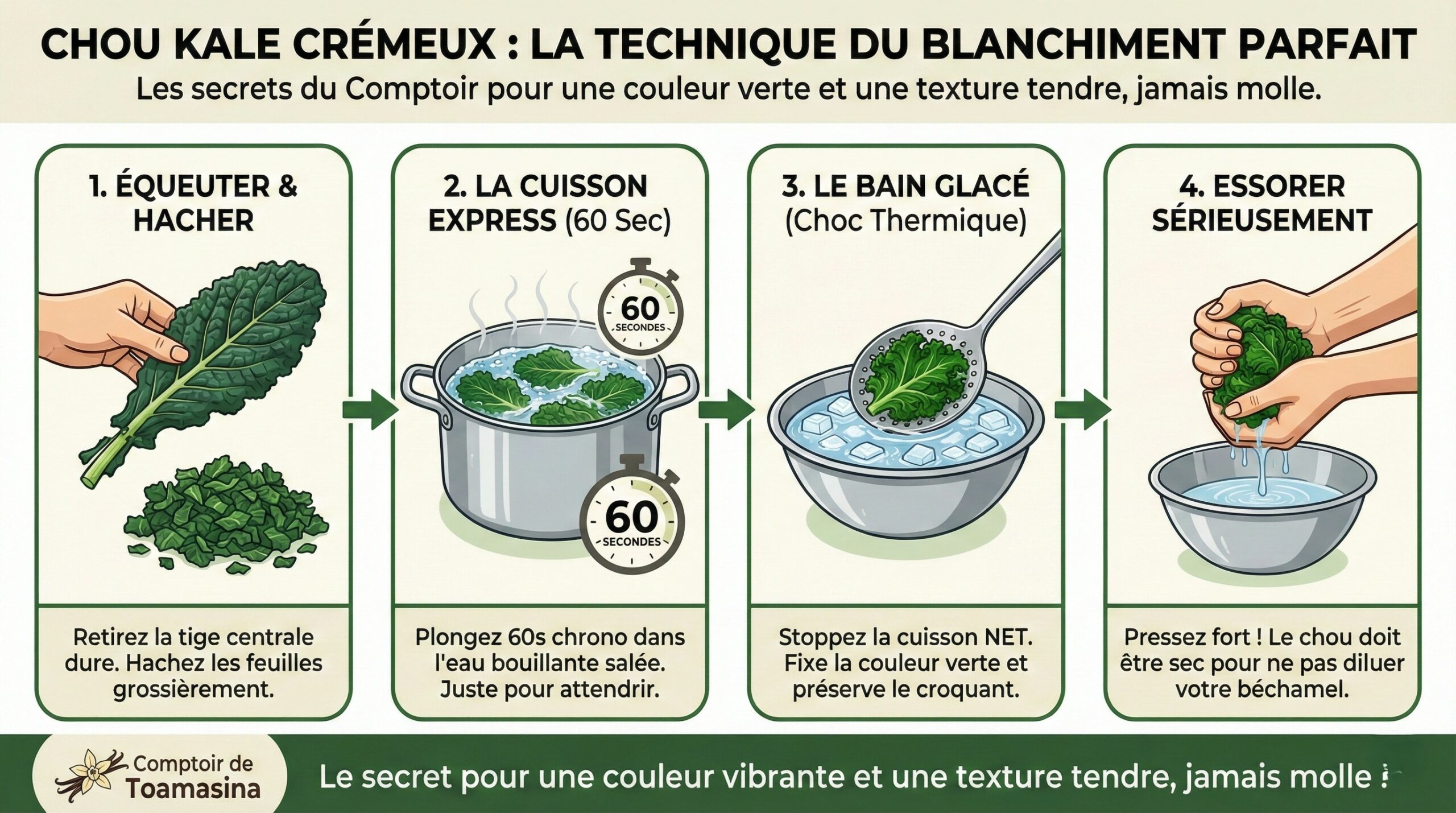 L'Art de Préparer le Kale La Technique du Blanchiment