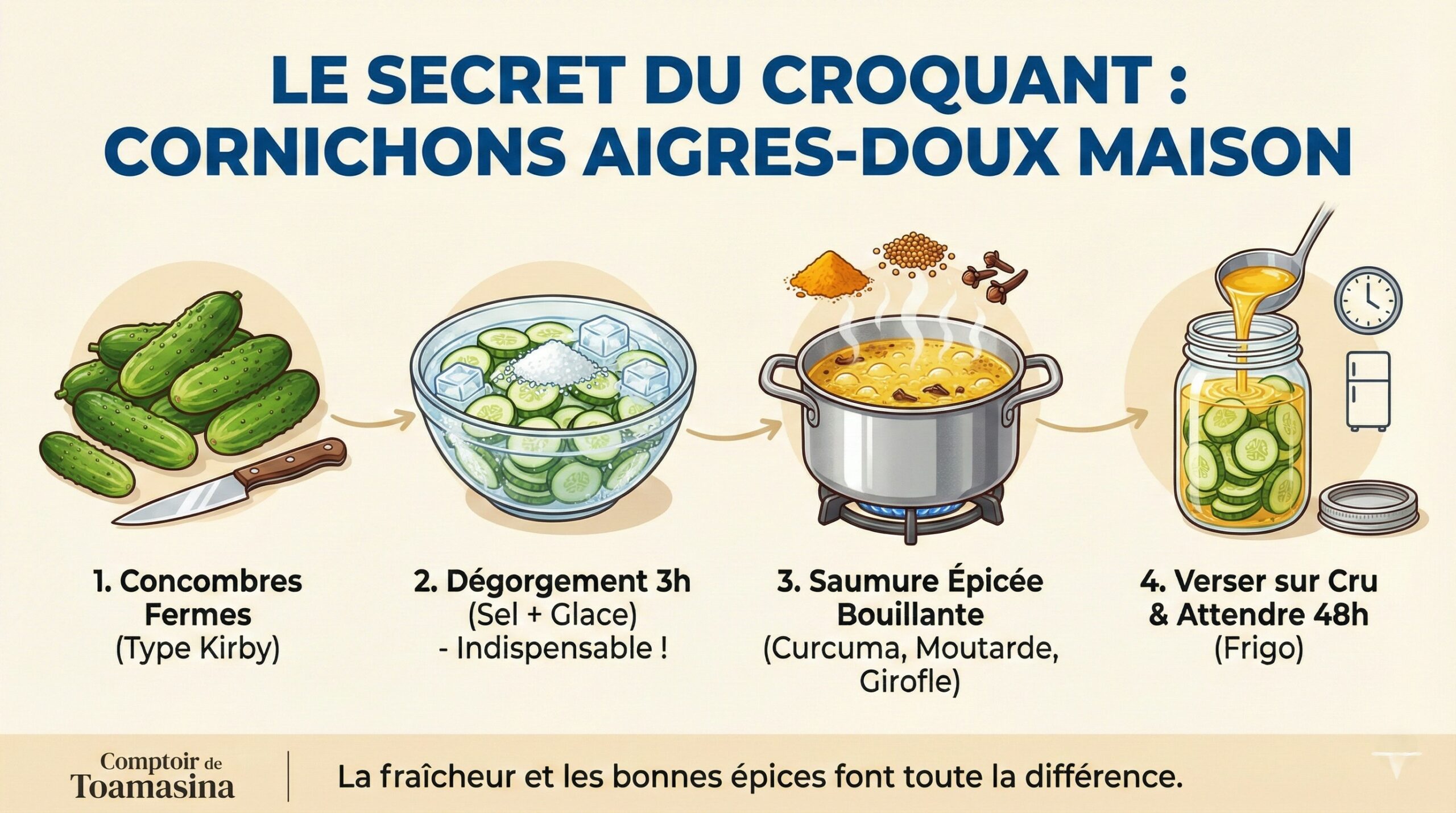 La Recette de Cornichon Aigre-Douce aux Épices du Monde c'est facile