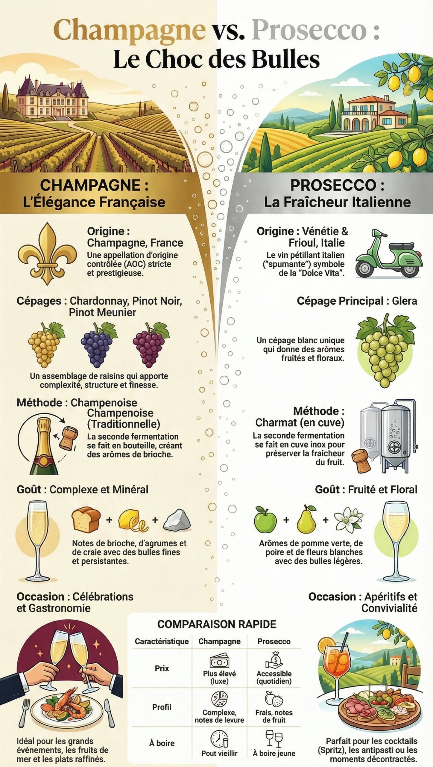 Prosecco et Champagne Quelle est la Différence Entre ces Deux Rois des Bulles ?