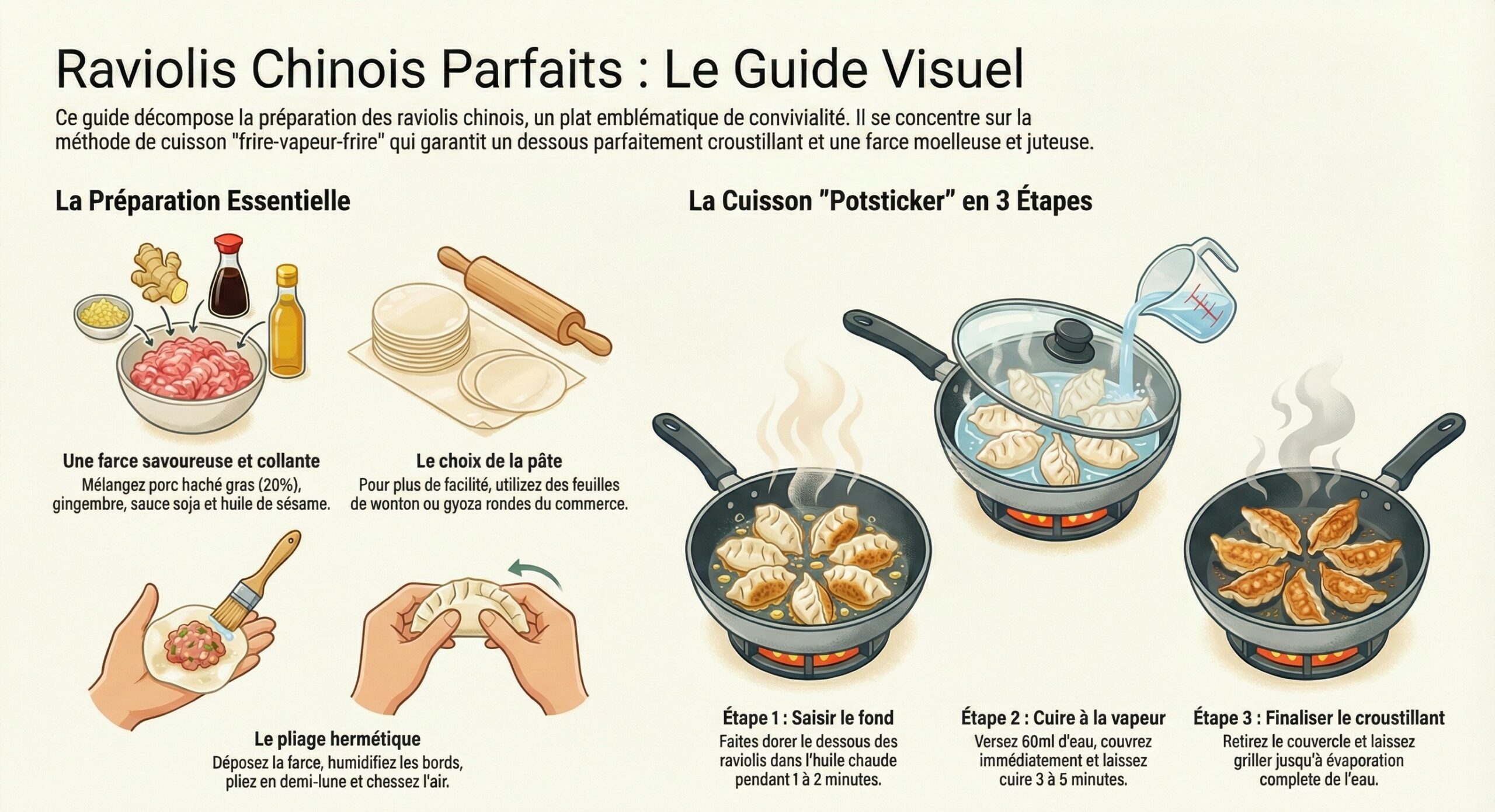 Recette ultime de raviolis chinois au porc Comment Griller le Ravioli Parfait à la Poêle