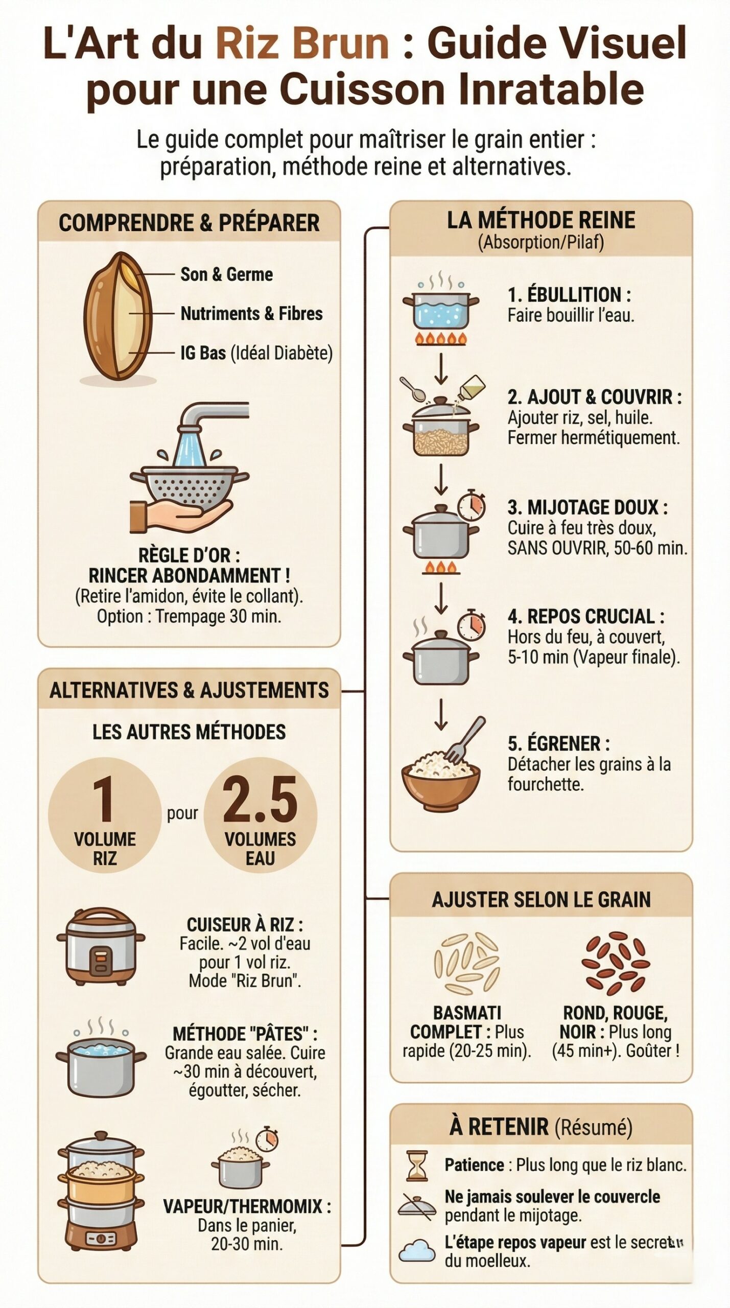 Riz Brun Recette Facile, Cuisson Parfaite et Grains Délicieux