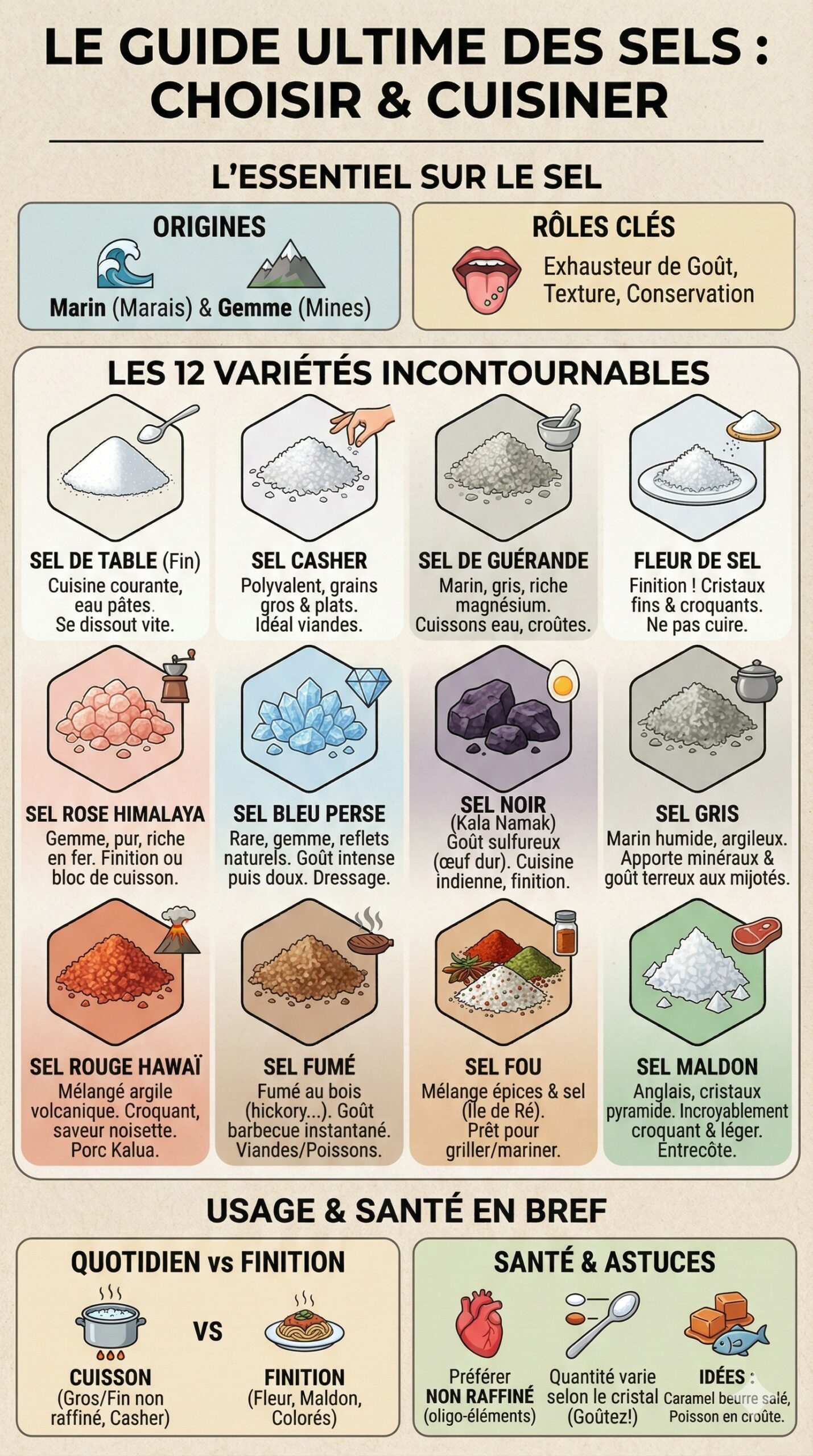 Sels de cuisine Quel type de sel choisir et leurs variétés