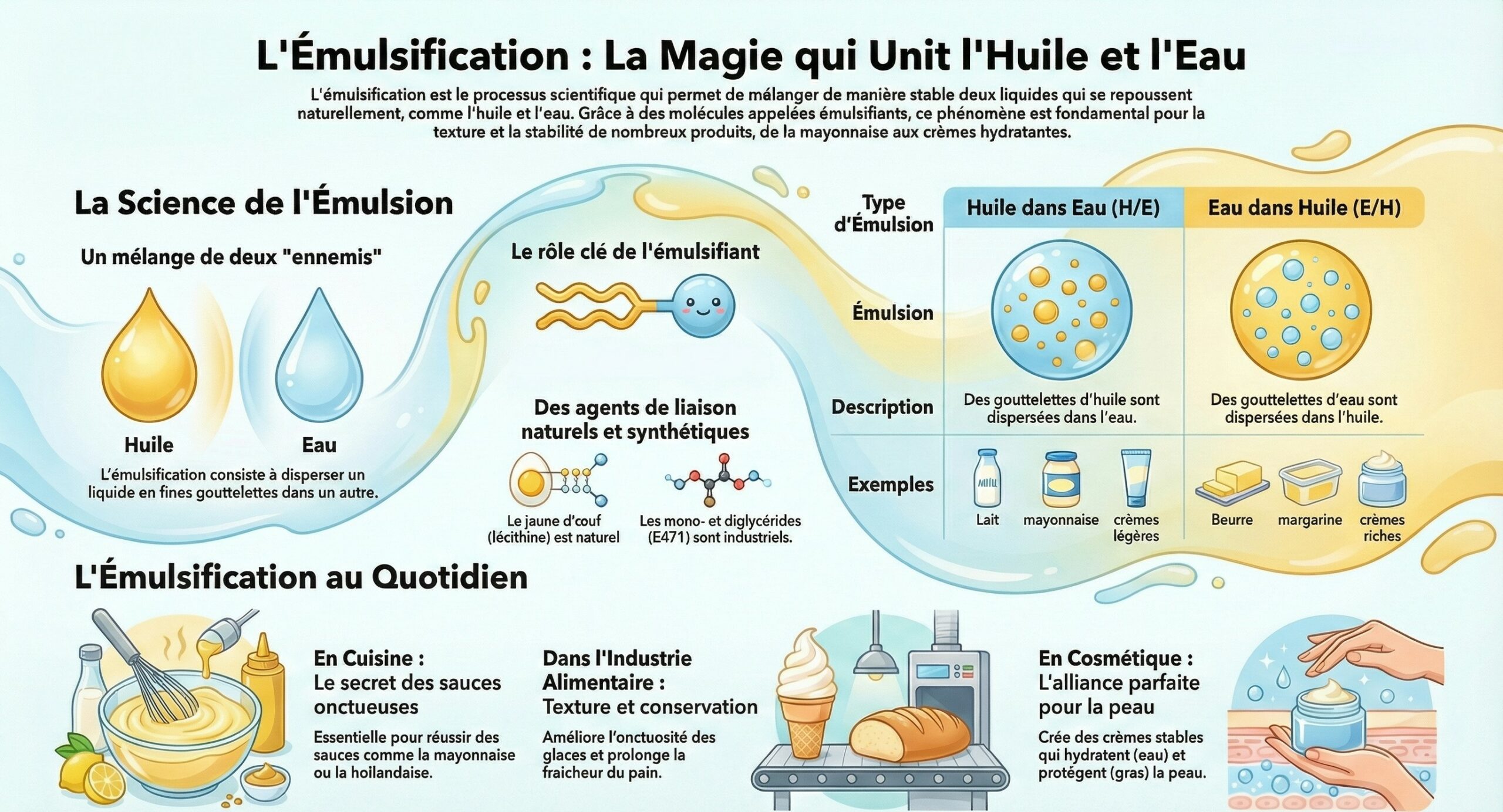 comment les émulsifiants transforment la cuisine et la cosmétique
