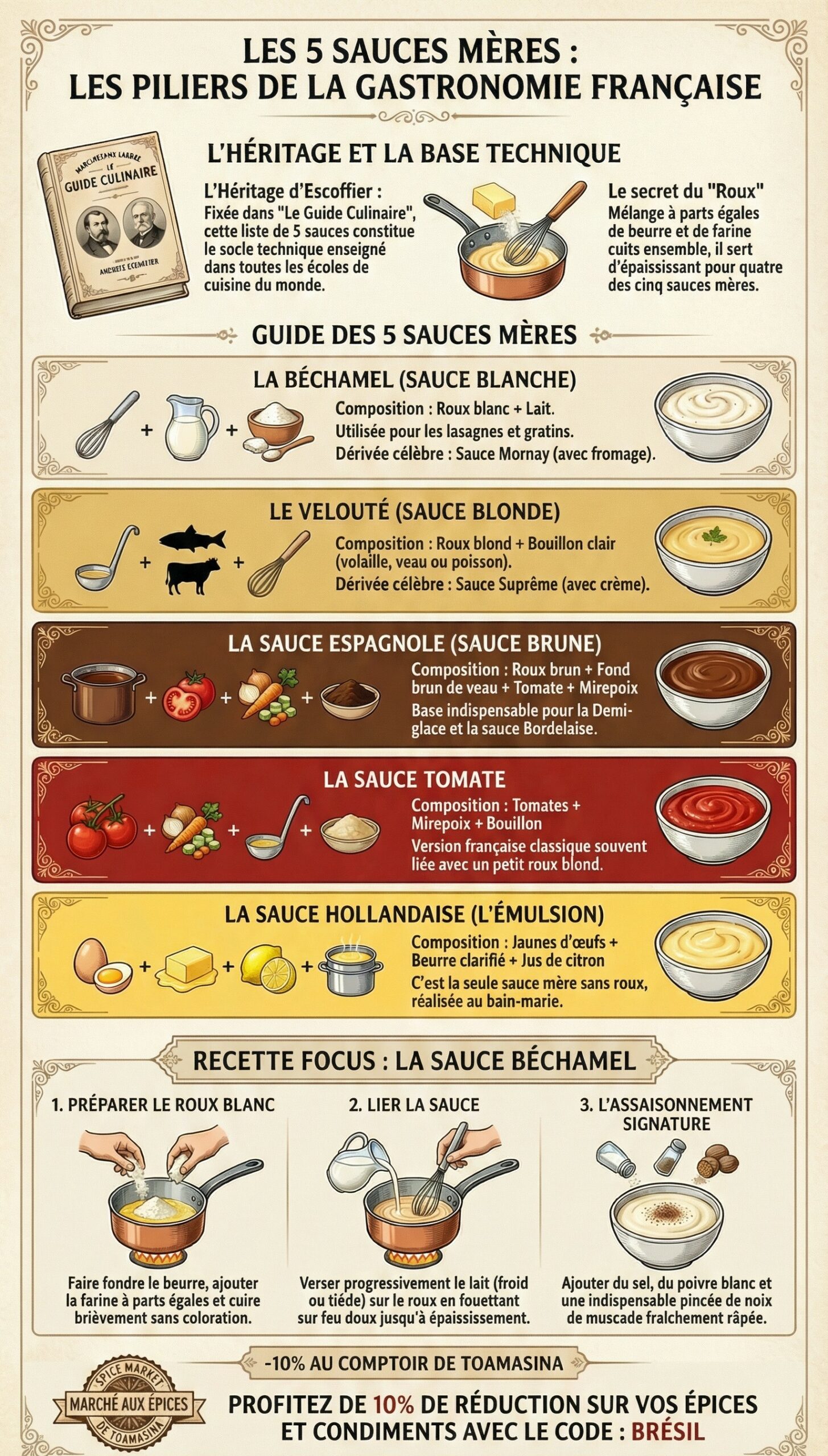 Les 5 Sauces Mères : Maîtrisez les Bases de la Gastronomie Française !