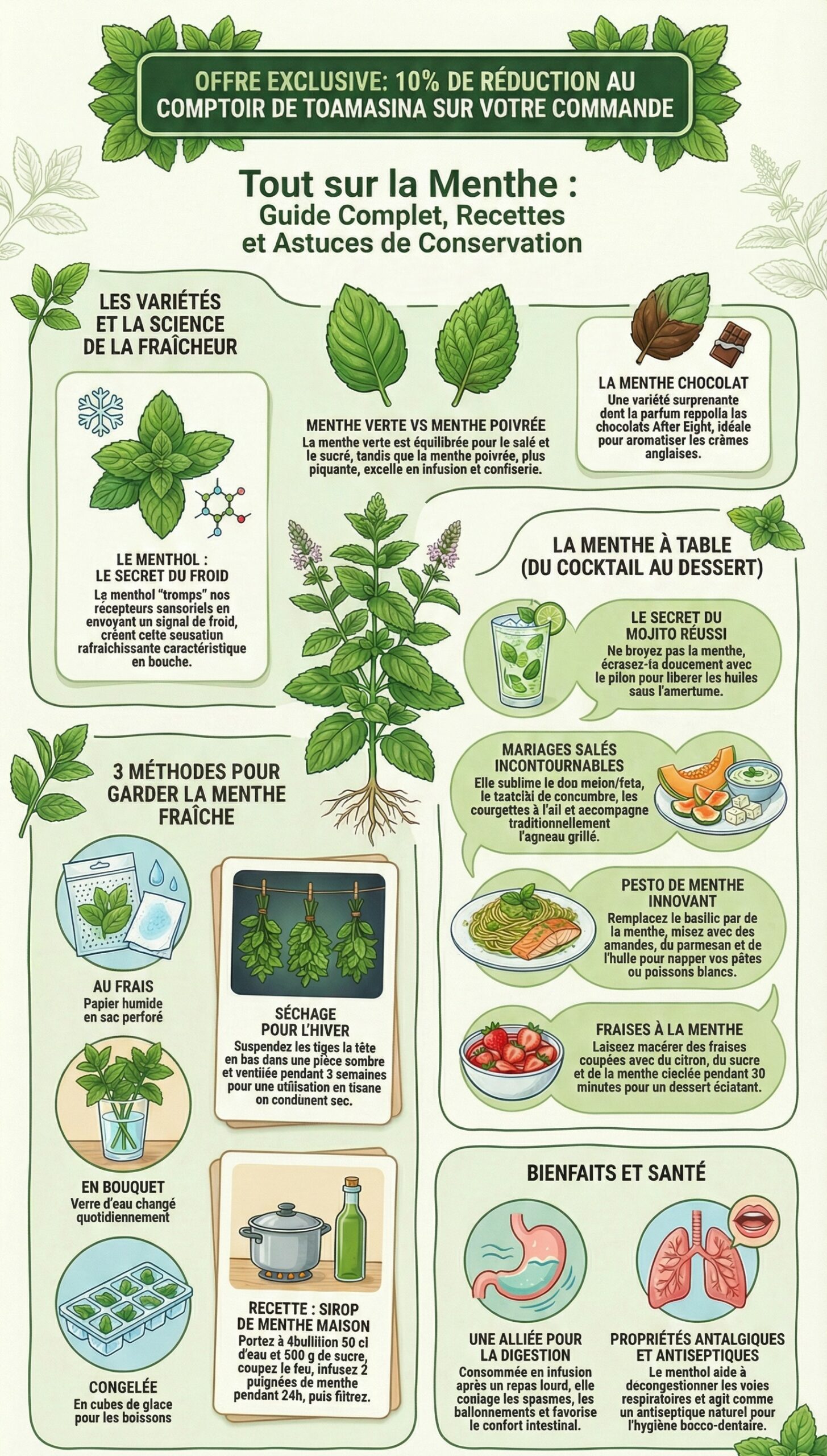 Menthe fraiche : Que faire avec de la menthe ? Découvrez comment utiliser la menthe avec nos recettes à base de menthe !