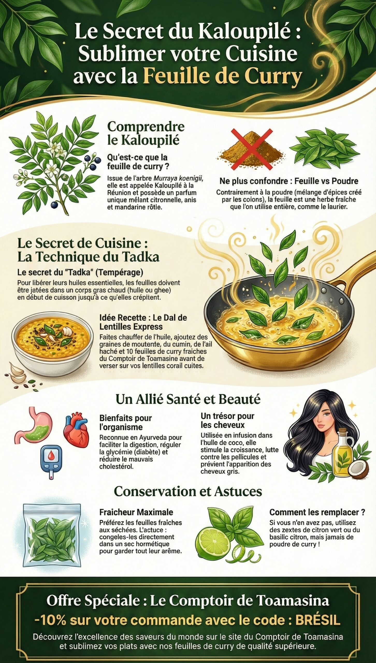 Feuille de Curry (Kaloupilé) : Le Secret Aromatique d'Inde et son Utilisation en Cuisine