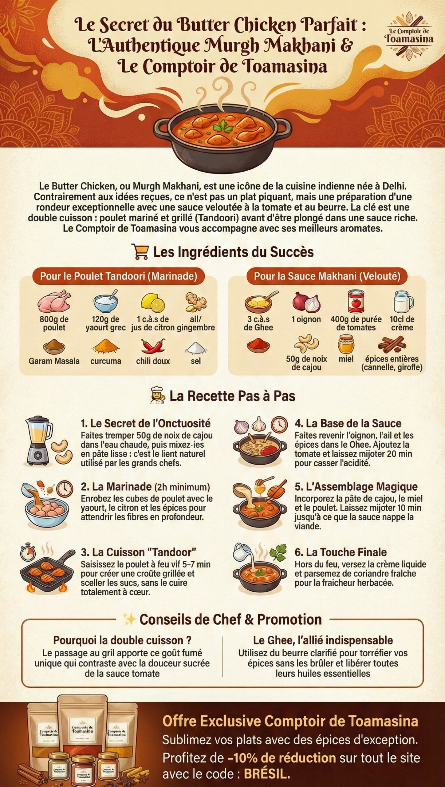 Le Secret d'un Butter Chicken Onctueux L'Authentique Recette du Poulet (Murgh Makhani)