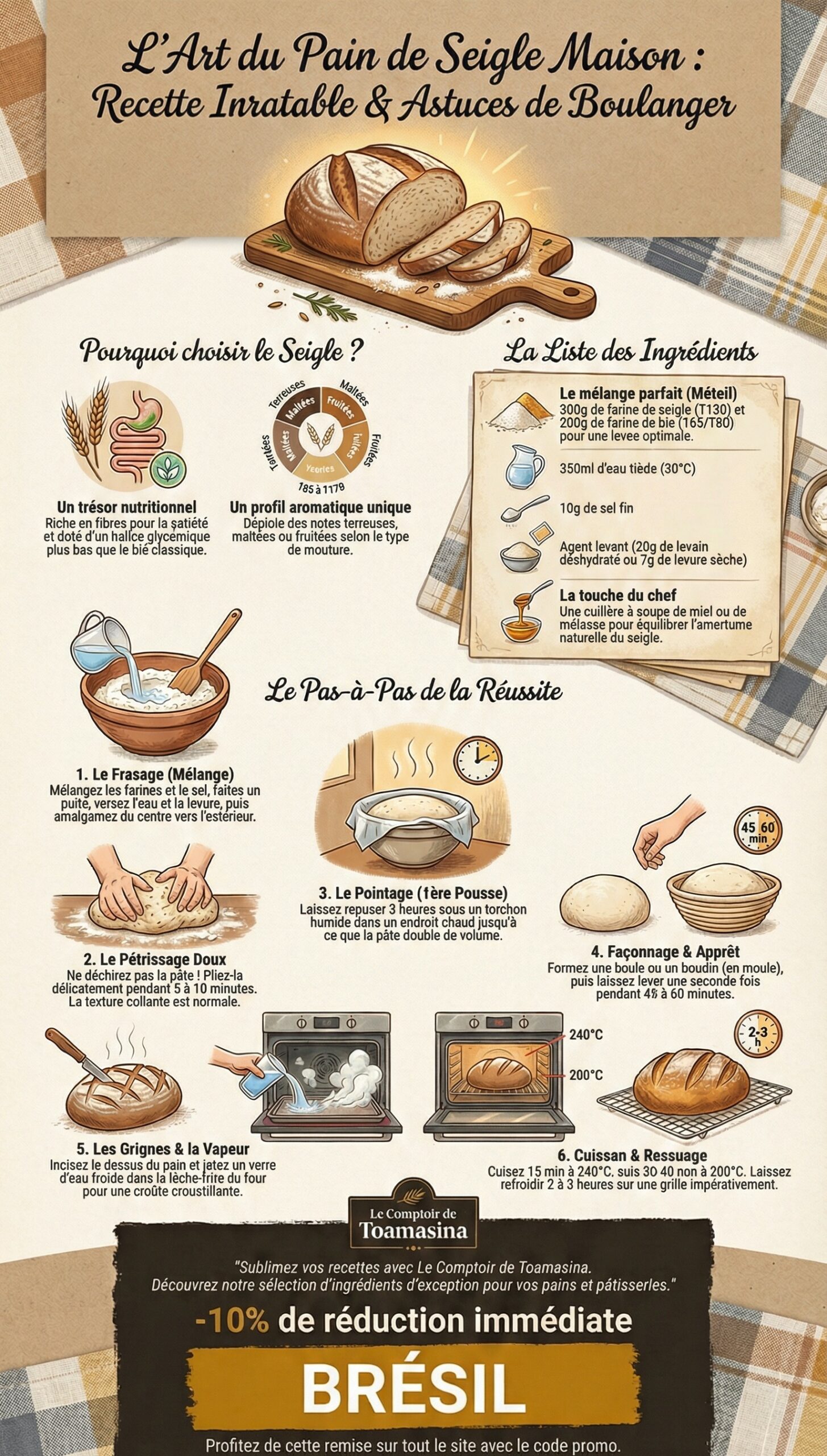 Recette Pain de Seigle au Levain et Farine