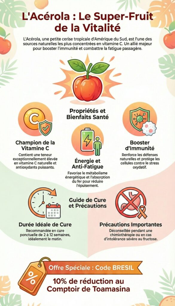 Acérola en poudre pure du Brésil