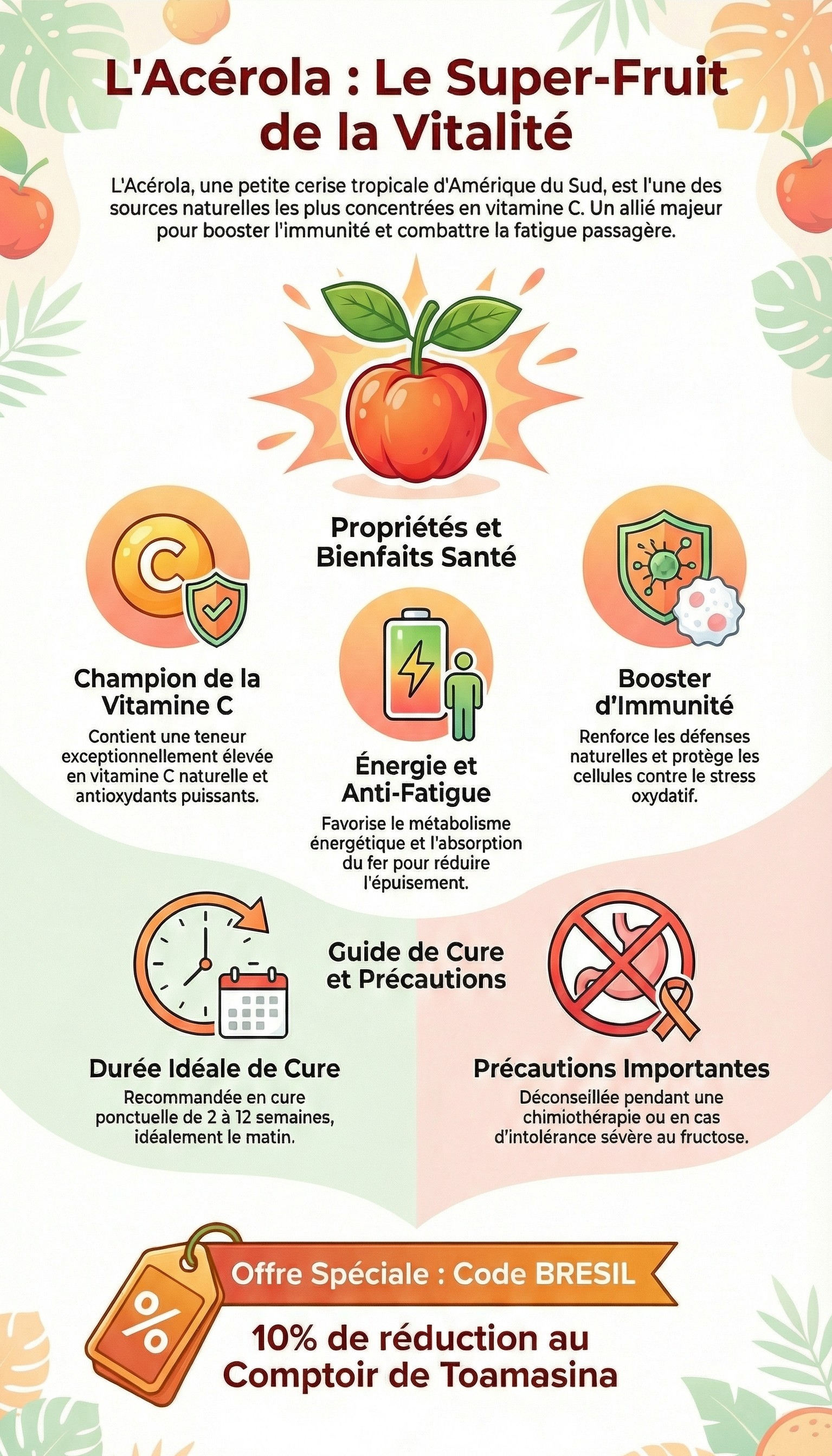 Acérola en poudre du Brésil riche en vitamine C
