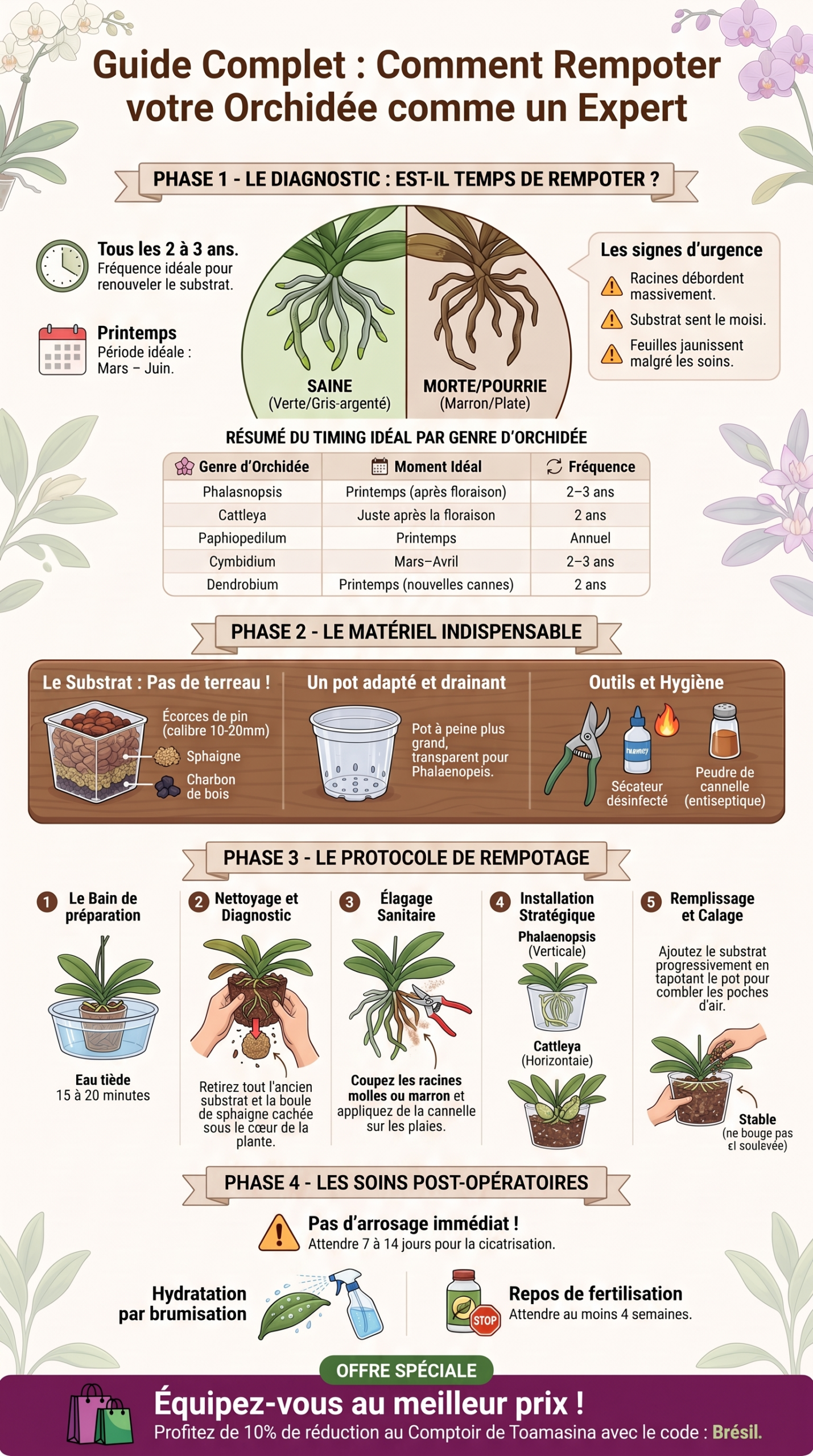 Guide du rempotage d'orchidée